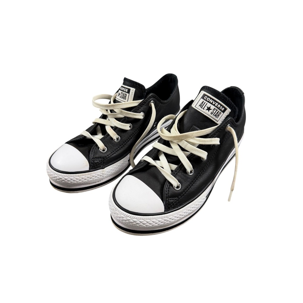 Converse Chuck Taylor All Star Platform Low Black Leather Sneakers 669710C 4